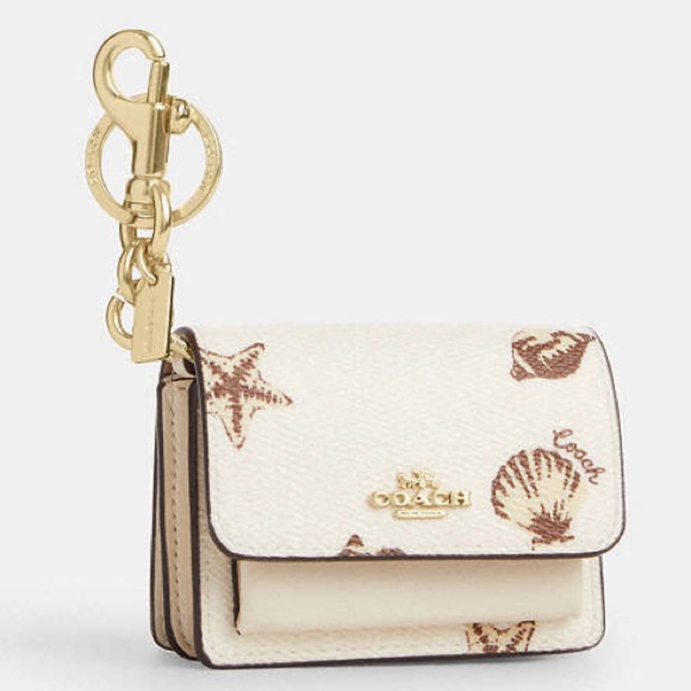 NWT-Coach-Mini Klare-Bag Charm/Keychain-Seashell 🐚 Print-Creamy White/Brown-$75 - Picture 12 of 13